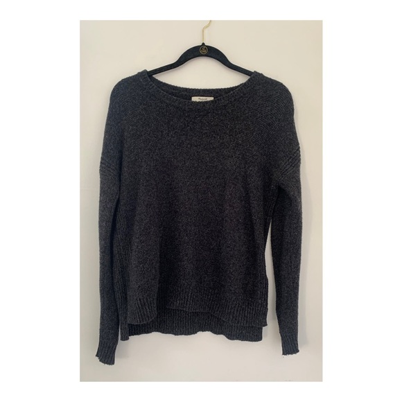 Madewell Grey Suede Stripe Texture Sweater - Picture 2 of 3